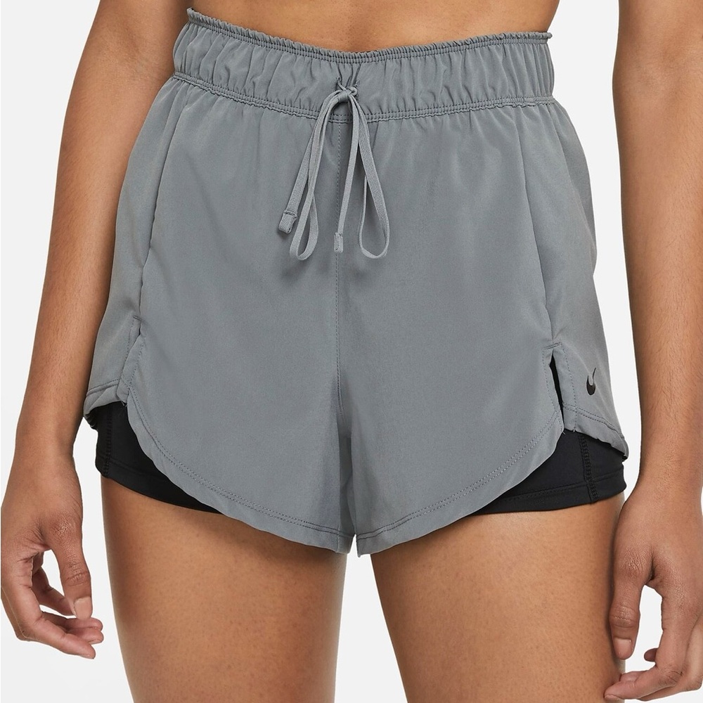 Nike Women's Grey Running Shorts with Black Inner Liner